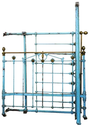 Lot 723 - A Victorian turquoise painted cast iron and...