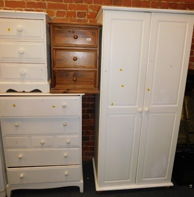 Lot 1019 - Painted bedroom furniture, comprising two...
