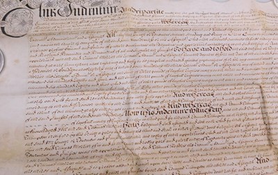 Lot 493 - A William & Mary indenture dated 1692, between...