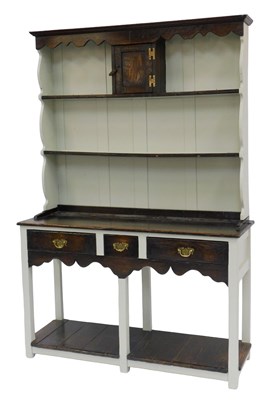 Lot 803 - An 18thC oak dresser, later partially white...