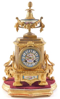 Lot A 19thC French gilt mantel clock, with...