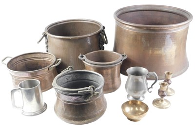 Lot 256 - A quantity of copper and brasswares, pewter...