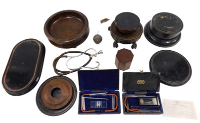 Lot 334 - Items of treen, oval ebonised dome bases,...