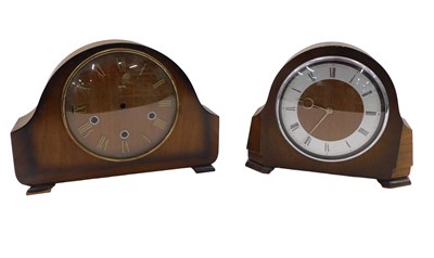 Lot 405 - Two oak cased mantel clocks, comprising a...