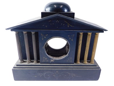 Lot 415 - A slate mantel clock case, with domed top,...