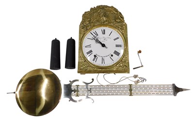 Lot 418 - A 19thC French wall clock, with an embossed...