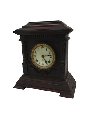 Lot 443 - A 20thC mahogany cased mantel clock, the...