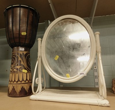 Lot 2008 - An oval dressing table mirror, with a white...