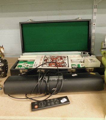 Lot 2014 - A cased mahjong set, together with a JVC 2.0CH...