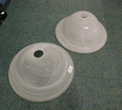 Lot 2033 - A pair of opaque glass lamp shades, 33cm...