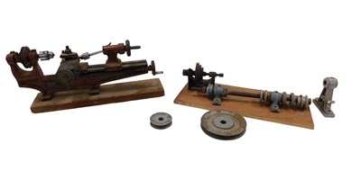Lot 404A - A clock or watchmaker's lathe and accessories.