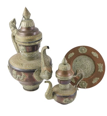 Lot 123 - A Tibetan coffee service, comprising a large...