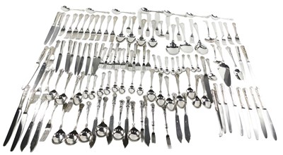 Lot 148 - An EPNS King's Shell pattern part cutlery set,...