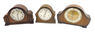 Lot 132 - Three 20thC mahogany cased mantel...