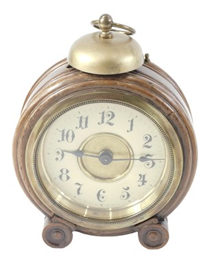 Lot 170 - A 19thC German alarm desk clock, with a cream...