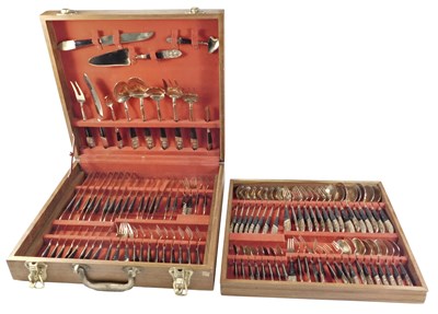 Lot 180 - An Eastern cutlery set, in fitted case, with...