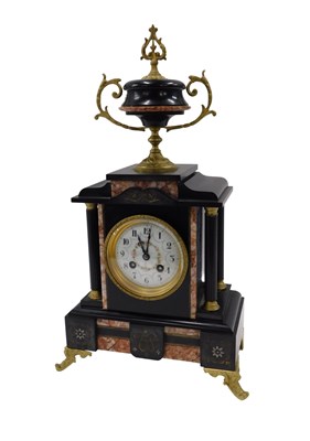 Lot 19 - A late 19thC French black slate and marble...