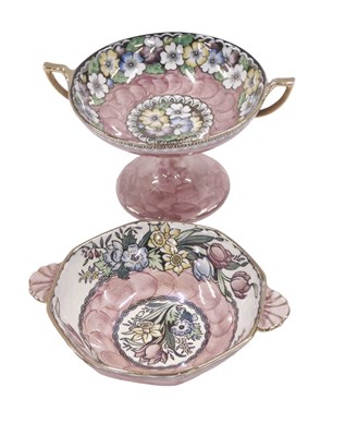 Lot 479 - Two Maling lustre bowls, comprising a pedestal...