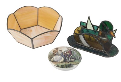 Lot 200 - Collectables, comprising a Tiffany style duck...