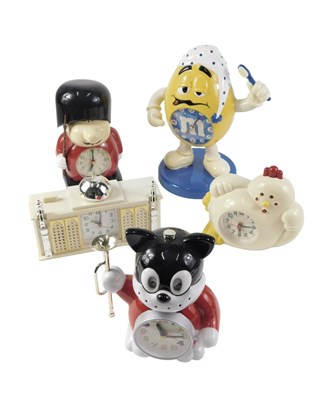 Lot 213 - Five novelty mantel clocks, comprising a...
