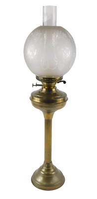 Lot 108 - A Victorian brass oil lamp, with an etched...