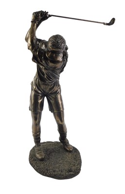 Lot 109 - A cast spelter figure of a golfer, with...