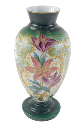 Lot 117 - A Victorian white glass vase, with raised hand...