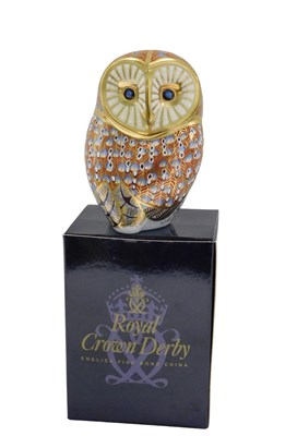 Lot 588 - A Royal Crown Derby barn owl paperweight, with...