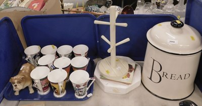 Lot 2068 - A lidded ceramic Bread Bin, together with a...