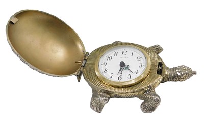 Lot 602 - A West German gilt metal turtle shaped travel...