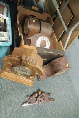 Lot 2096 - Various wood cased mantel clocks, Napoleon hat...