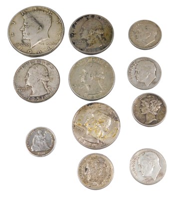 Lot 612 - A group of USA silver coins, including 1872...