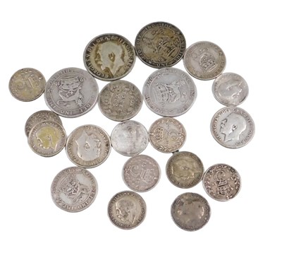Lot 614 - A group of pre-1920s silver coins, to include...