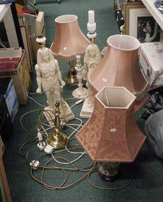 Lot 2105 - A pair of Egyptian inspired table lamps,...