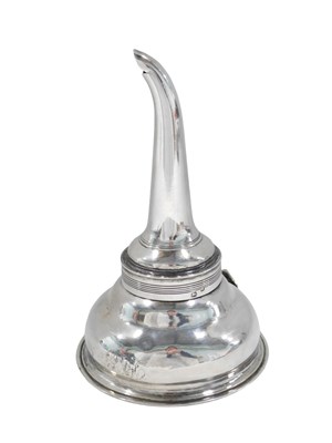 Lot 655 - A George III silver wine funnel, with two...