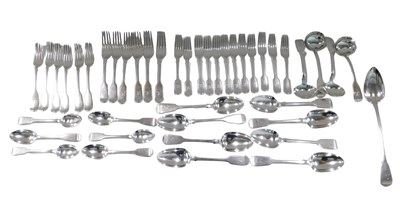 Lot 28 - A suite of Victorian and later silver fiddle...