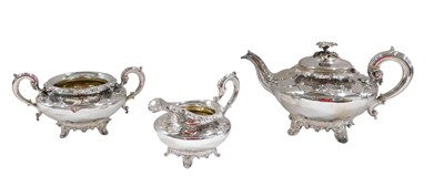 Lot 24 - A William IV silver three piece tea service,...