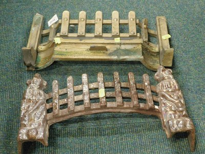 Lot 2116 - A cast brass fire grate front, together with a...