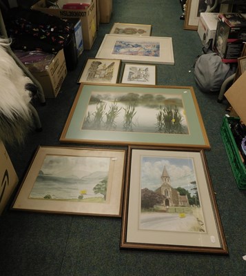 Lot 2122 - A watercolour of a river scene, together with...