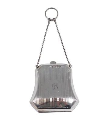 Lot 673 - A George V silver ladies evening purse, with...