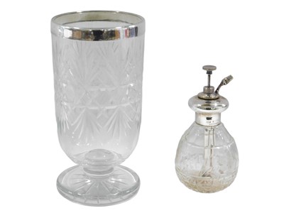Lot 674 - A George V silver collared and cut glass...