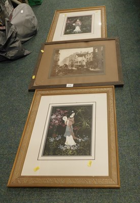 Lot 2145 - A pair of framed Oriental School pictures,...