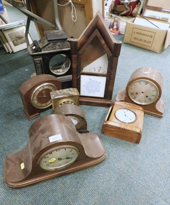 Lot 2152 - Various mantel clocks, clock surrounds, both...
