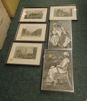 Lot 2155 - Framed 19thC engravings of various views of...