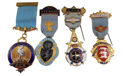 Lot 629 - Masonic enamel medals, comprising the East...