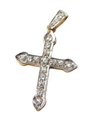 Lot 80 - A 9ct gold cross pendant and chain, the cross...