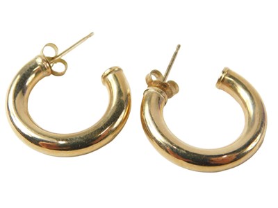 Lot 84 - A pair of hoop earrings, on single pin back...