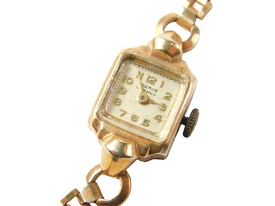 Lot 86 - A 9ct gold cased ladies wristwatch, stamped...