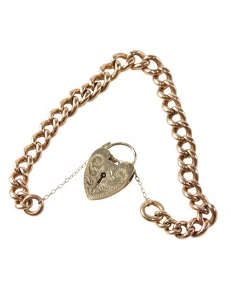 Lot 41 - A 9ct gold curb link bracelet,  with safety...