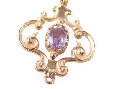 Lot 516 - A 9ct gold Art Nouveau style pendant, set with...